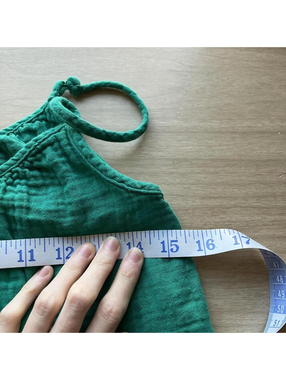 Fairy Cottage Boho Kelly Green Gauzy Drop Waist Pockets Cotton Midi Sundress XS - Picture 5 of 6